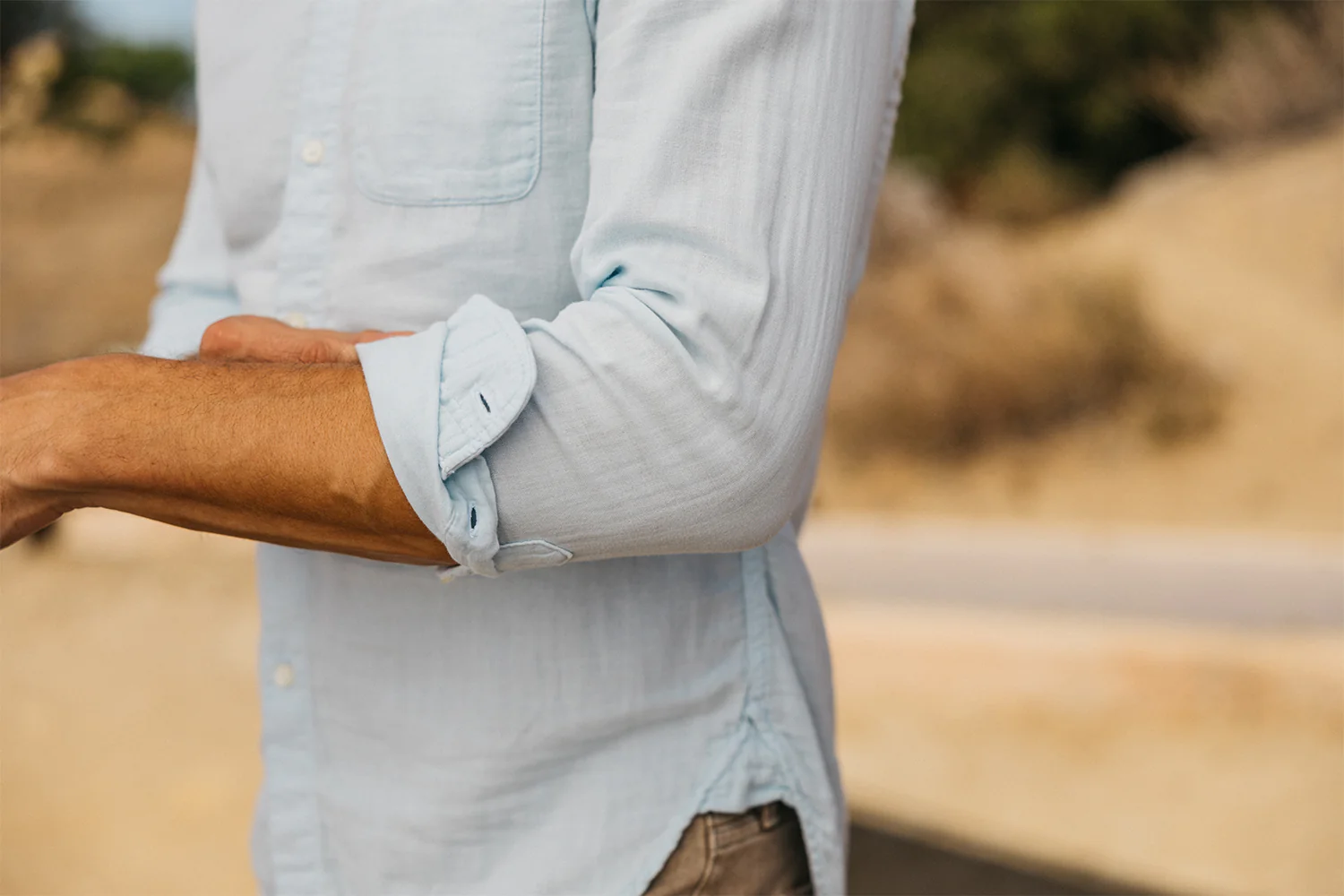 The Ripper Double Gauze Organic Cotton Shirt  - Aqua Blue - Image 3