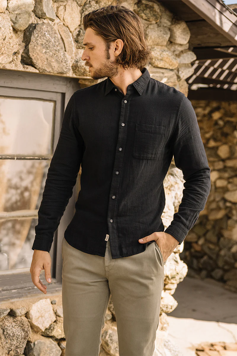 The Ripper Double Gauze Organic Cotton Shirt - Black - Image 5