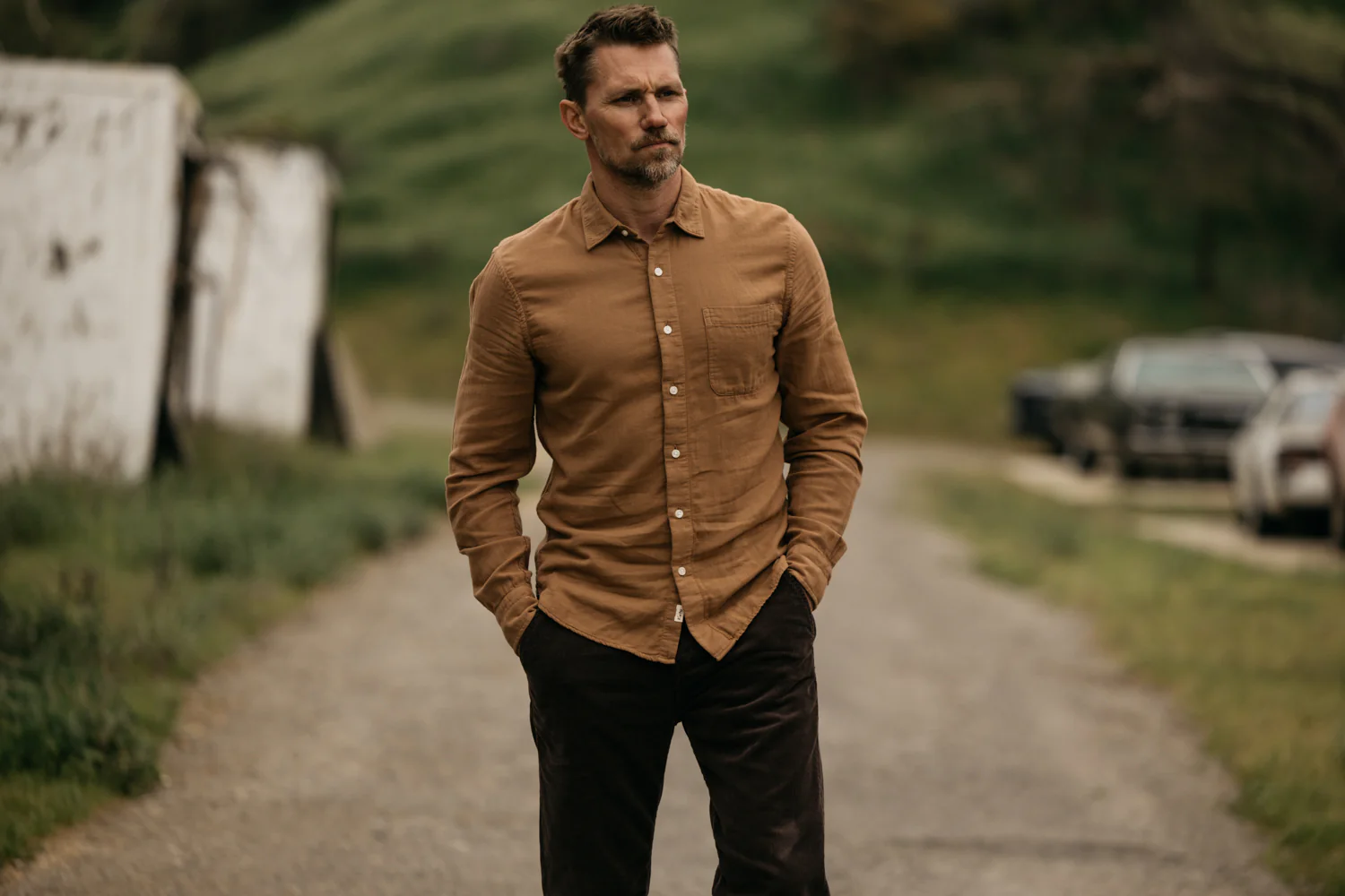 The Ripper Double Gauze Organic Cotton Shirt - Camel - Image 3