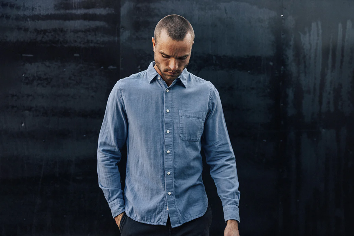 The Ripper Double Gauze Organic Cotton Shirt - Matte Blue - Image 3