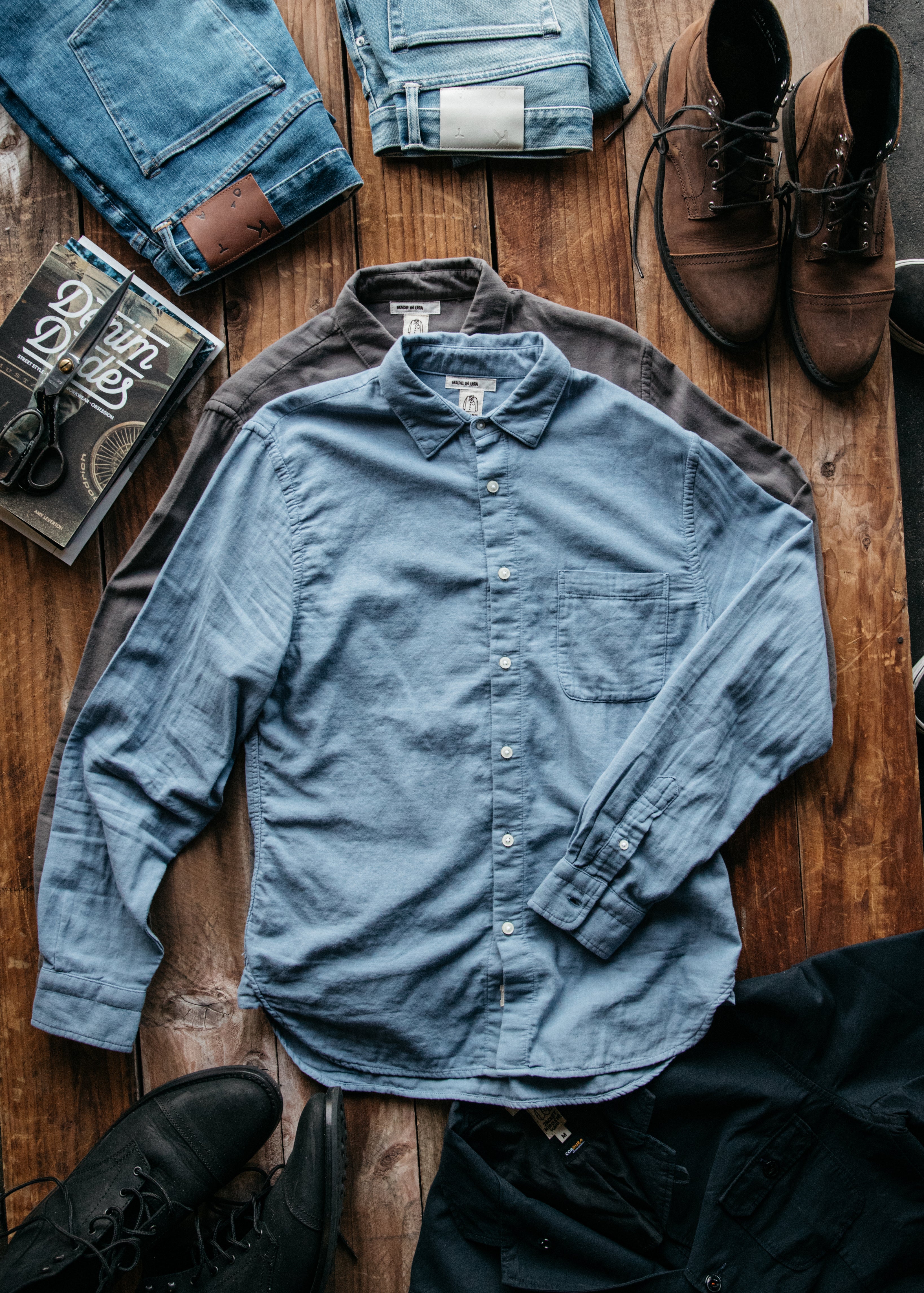 The Ripper Double Gauze Organic Cotton Shirt - Matte Blue - Image 4