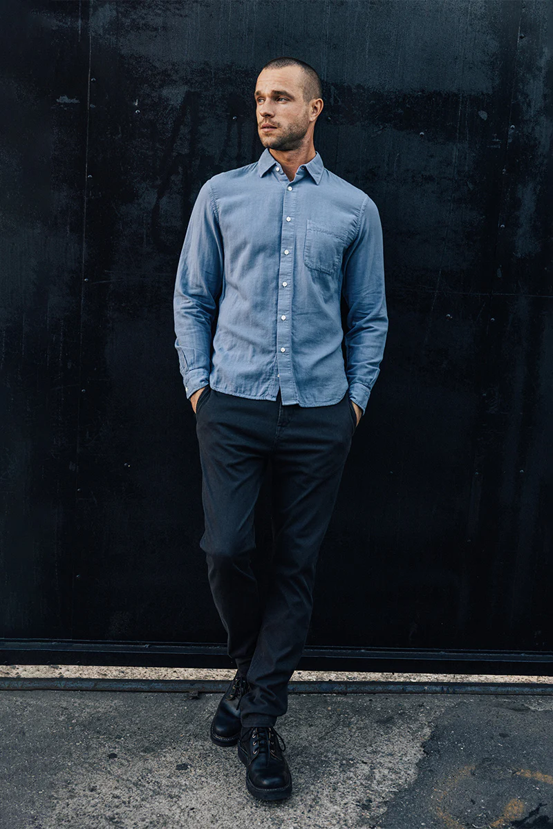 The Ripper Double Gauze Organic Cotton Shirt - Matte Blue - Image 5