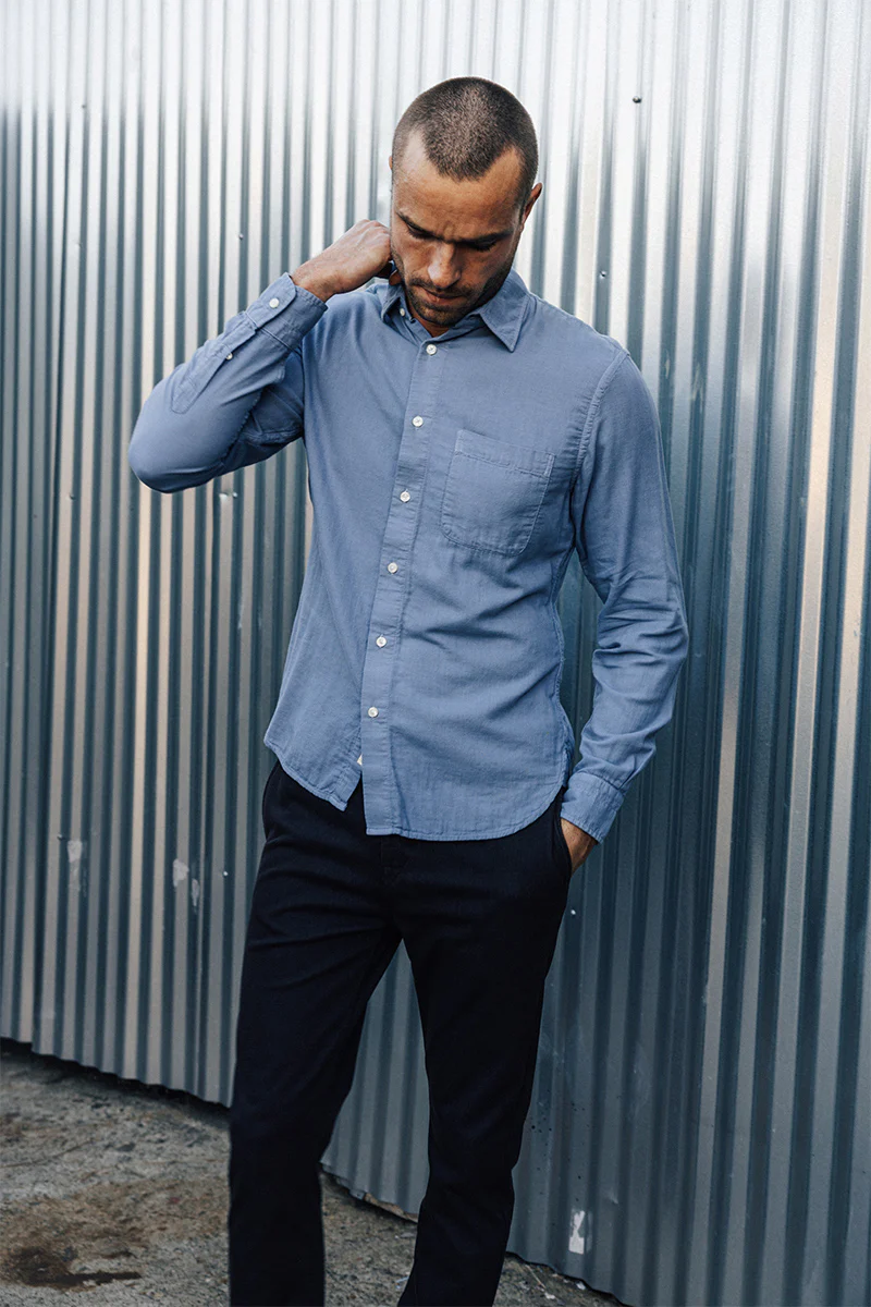 The Ripper Double Gauze Organic Cotton Shirt - Matte Blue - Image 7