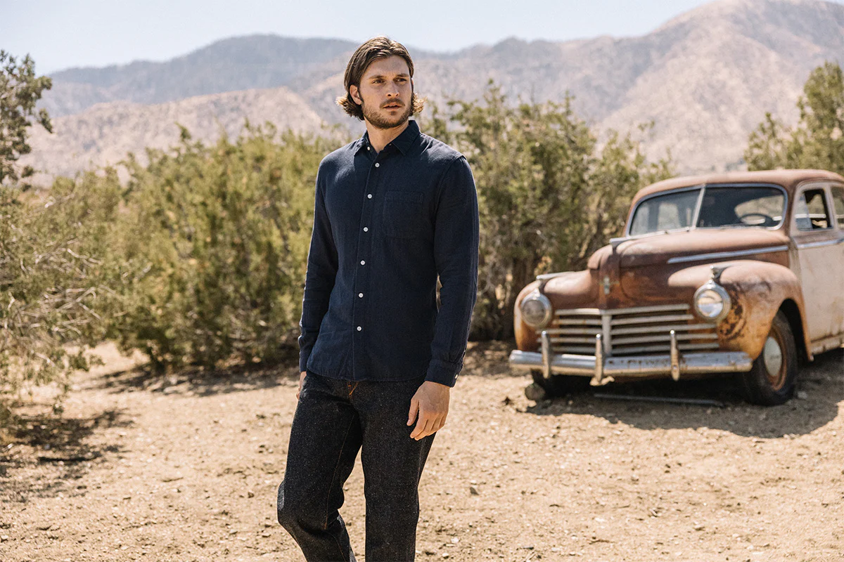 The Ripper Double Gauze Organic Cotton Shirt - Navy - Image 3