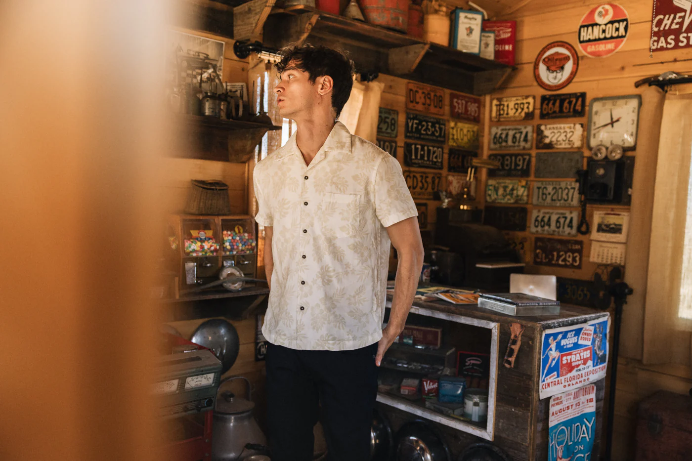 The Wrench Waffle Double Gauze Shirt - Beige Aloha - Image 3