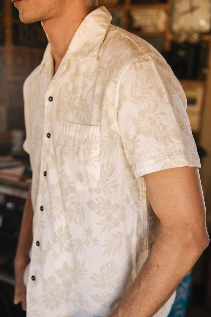 The Wrench Waffle Double Gauze Shirt - Beige Aloha - Image 4