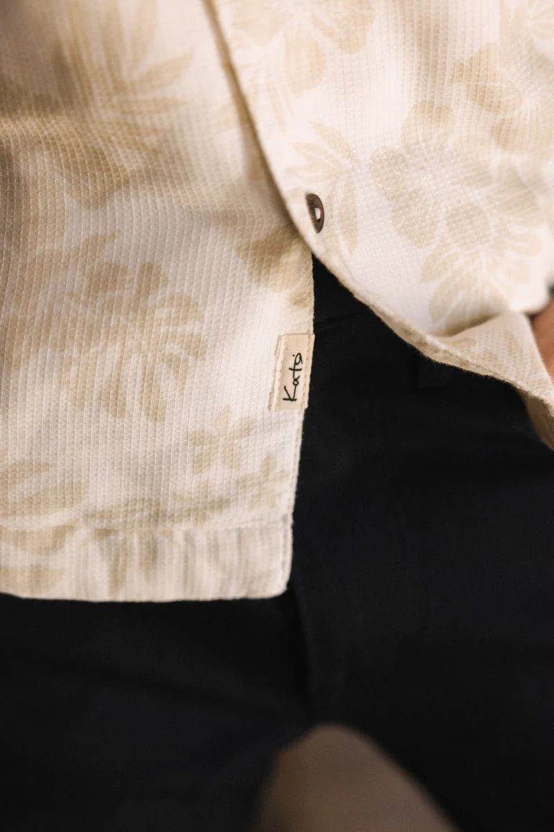 The Wrench Waffle Double Gauze Shirt - Beige Aloha - Image 5