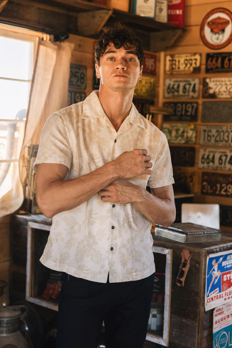 The Wrench Waffle Double Gauze Shirt - Beige Aloha - Image 7